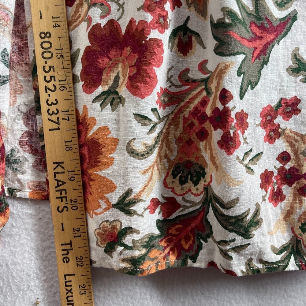 ABERCROMBIE & FITCH Dress S Floral Maxi Smocked Tiered Linen Blend Orange NEW - Picture 13 of 15